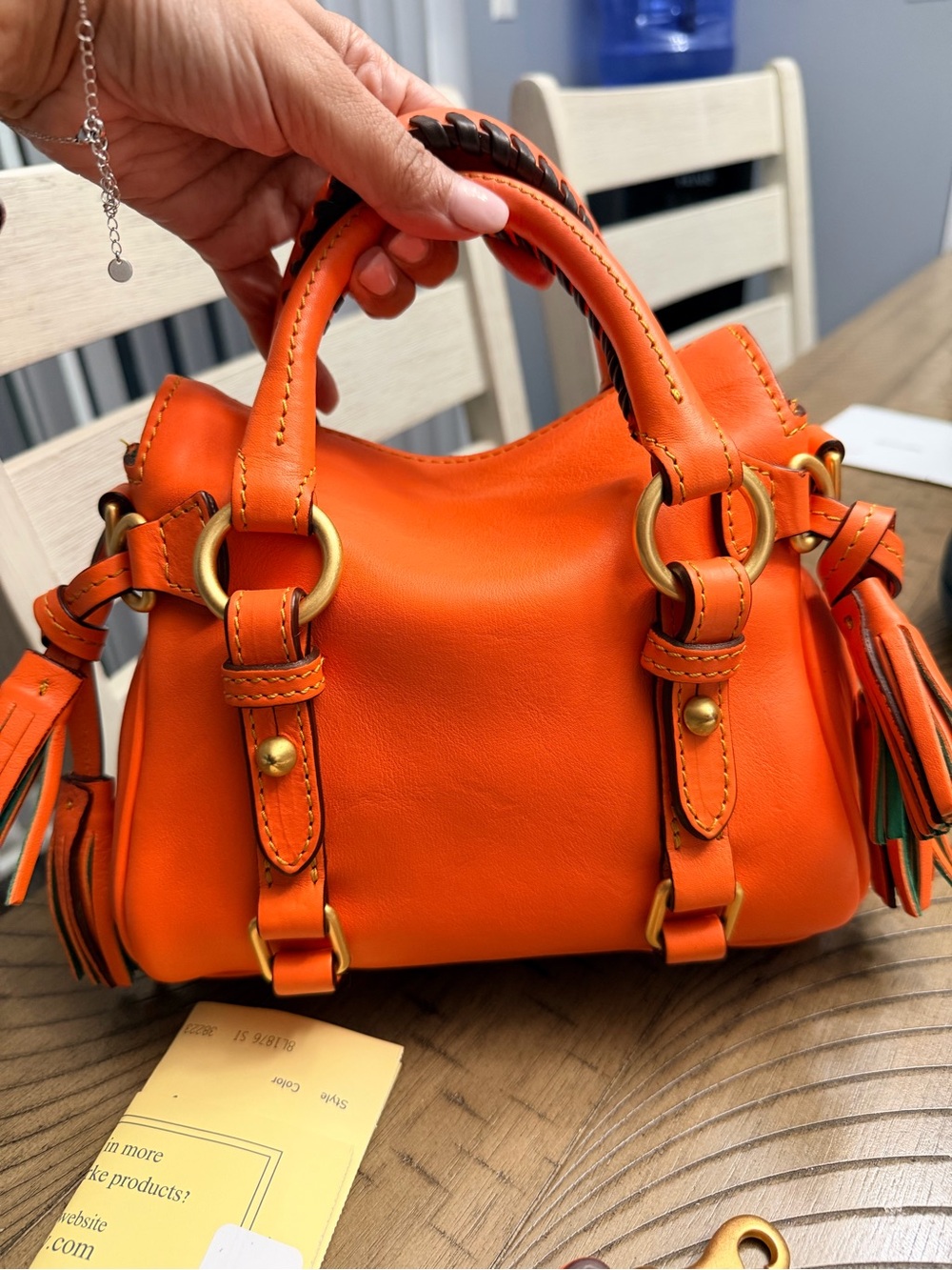 Dooney & Bourke Salmon Leather nano Satchel - Picture 4 of 10